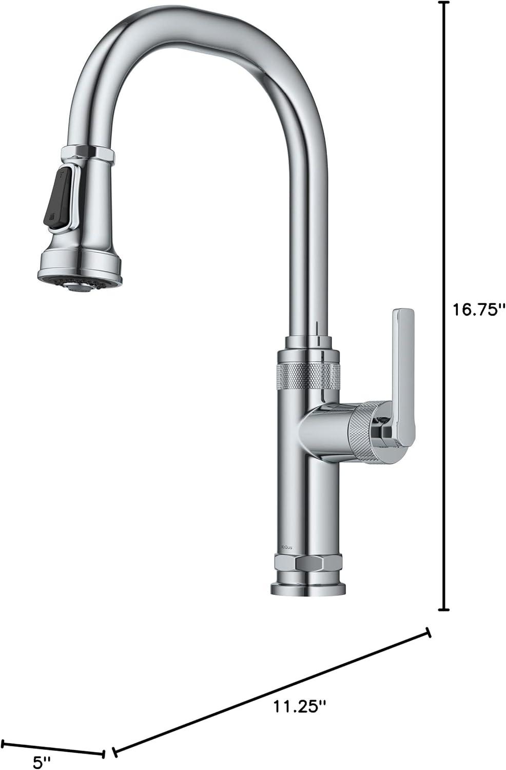 Allyn Chrome Industrial Pull-Down Kitchen Faucet with Spray