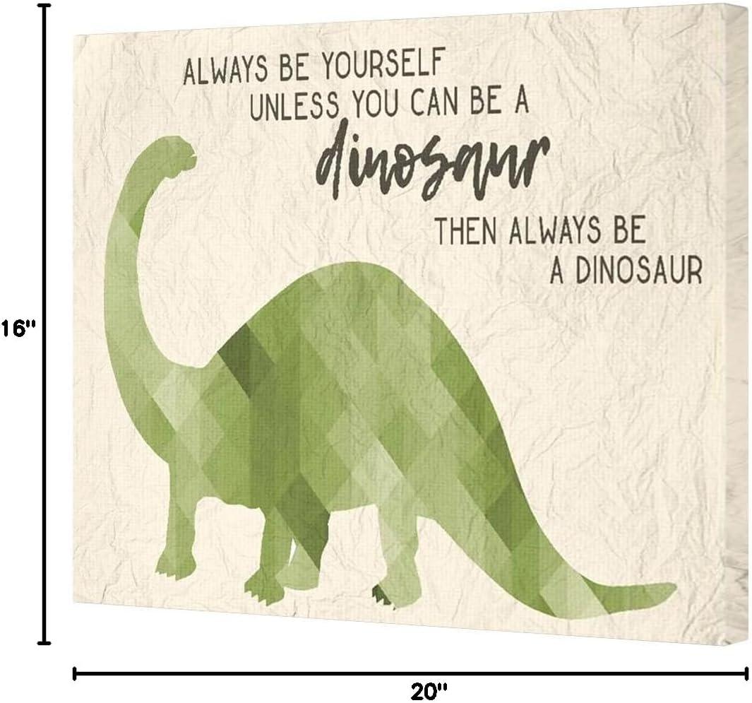 Green Dinosaur Quote Canvas Wall Art for Kids, 16 x 20