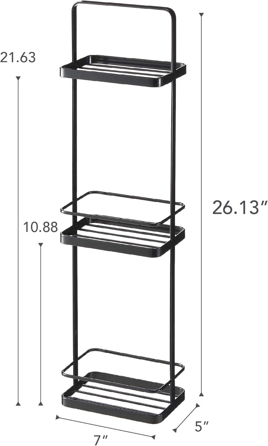 Tower Yamazaki Home Wire Standing Shower Caddy With Bath Shelf Baskets, Tall, Steel, Water Resistant