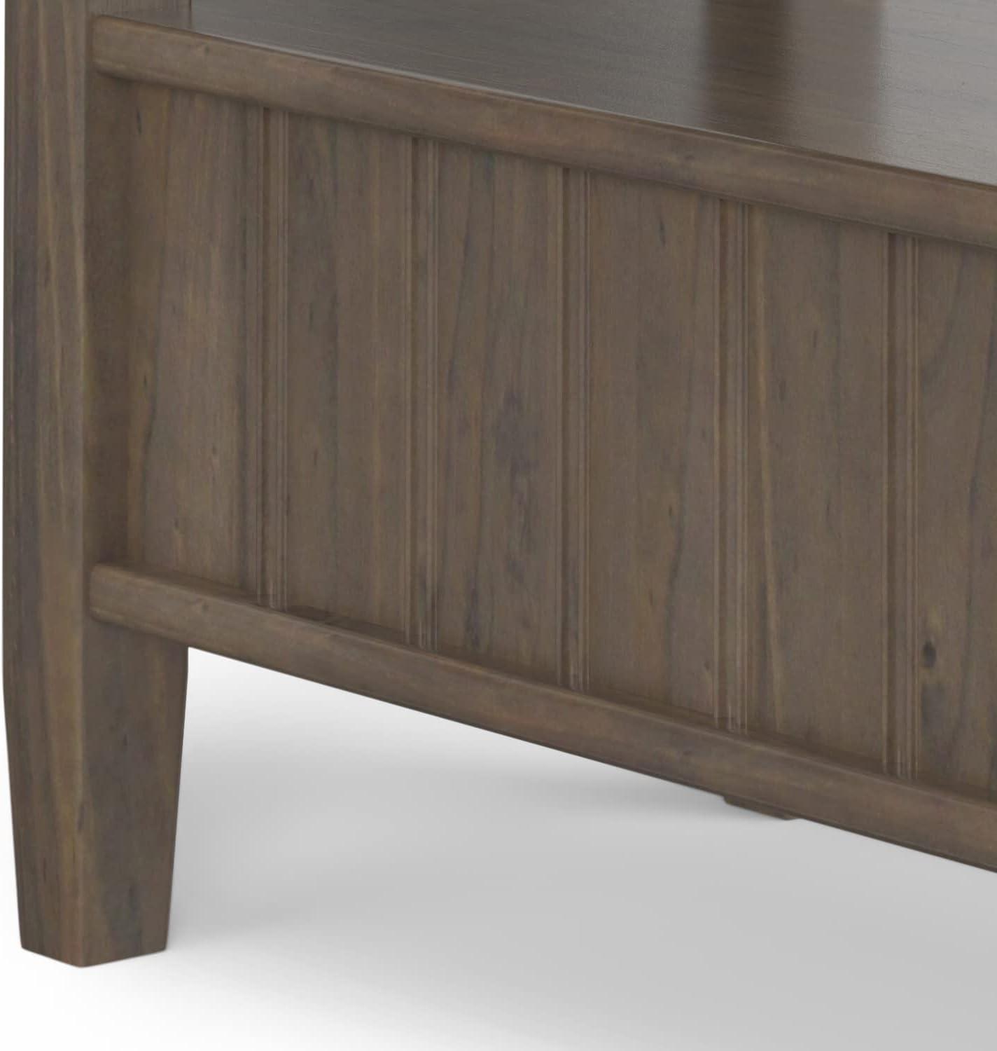 Lev Smoky Brown Solid Wood Narrow End Table with Storage