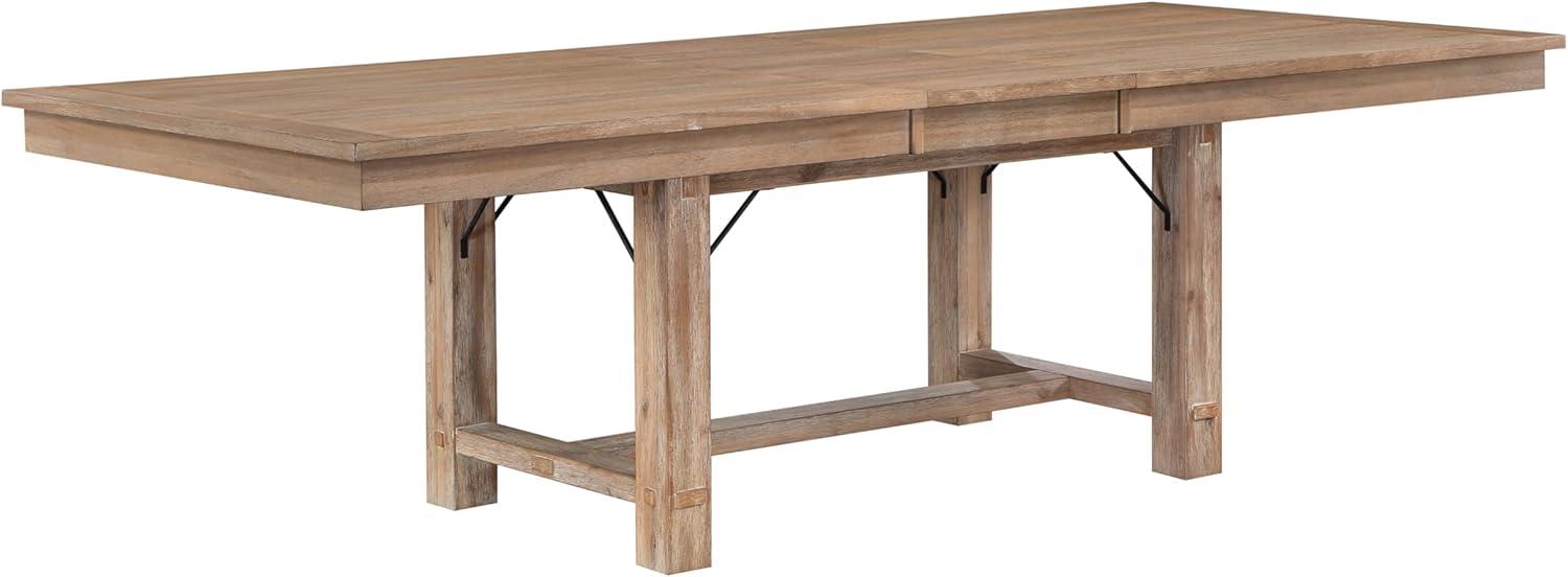 Benjara Deen 85-103 Inch Dining Table, 8 Seater, Self Storing Leaf, Brown Wood
