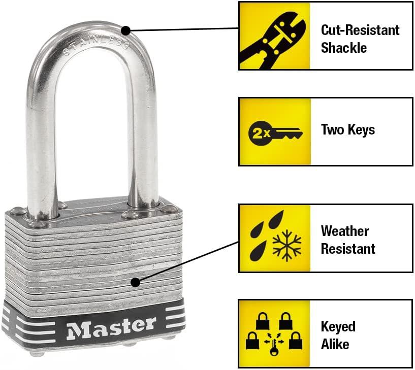 Stainless Steel Weatherproof Outdoor Padlock Set, 1-3/4 in. Wide, 4 Pack