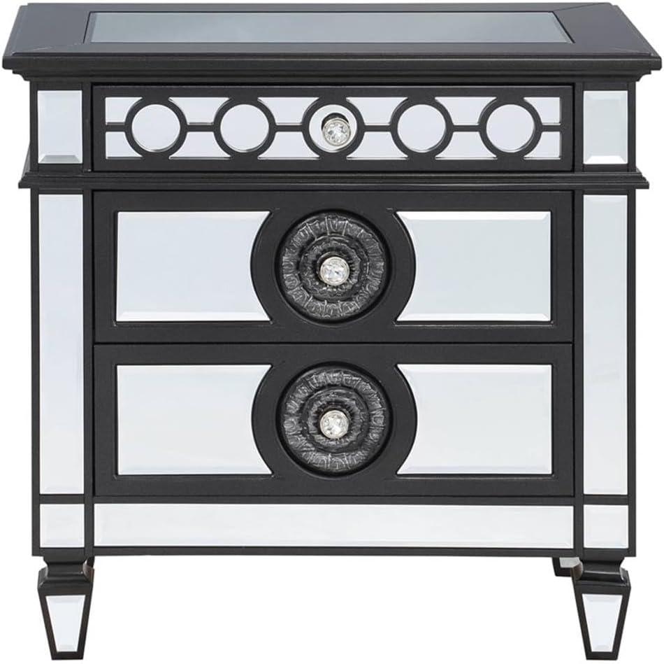 BD00585 Nightstand, Mirrored, Black & Sliver Finish - Varian II ( 1Pc/1Ctn )