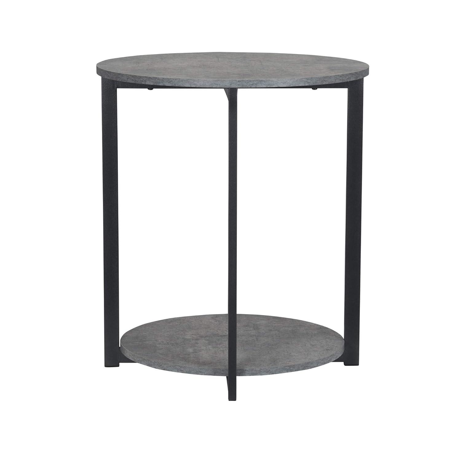 Minimalist 2-Tier Round End Table: Stylish, Multipurpose, Walnut Finish, Living Room