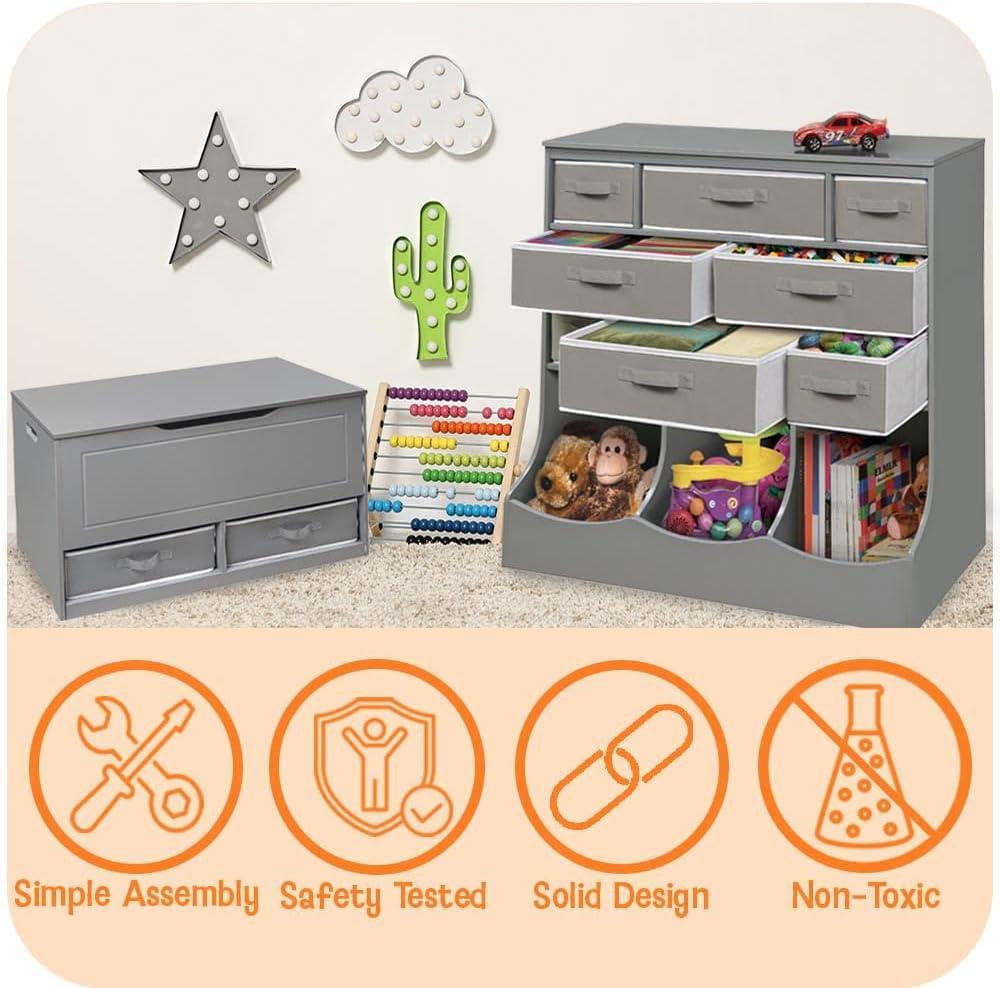 Badger Basket Combo Bin Storage Unit with Three Baskets  (Gray)