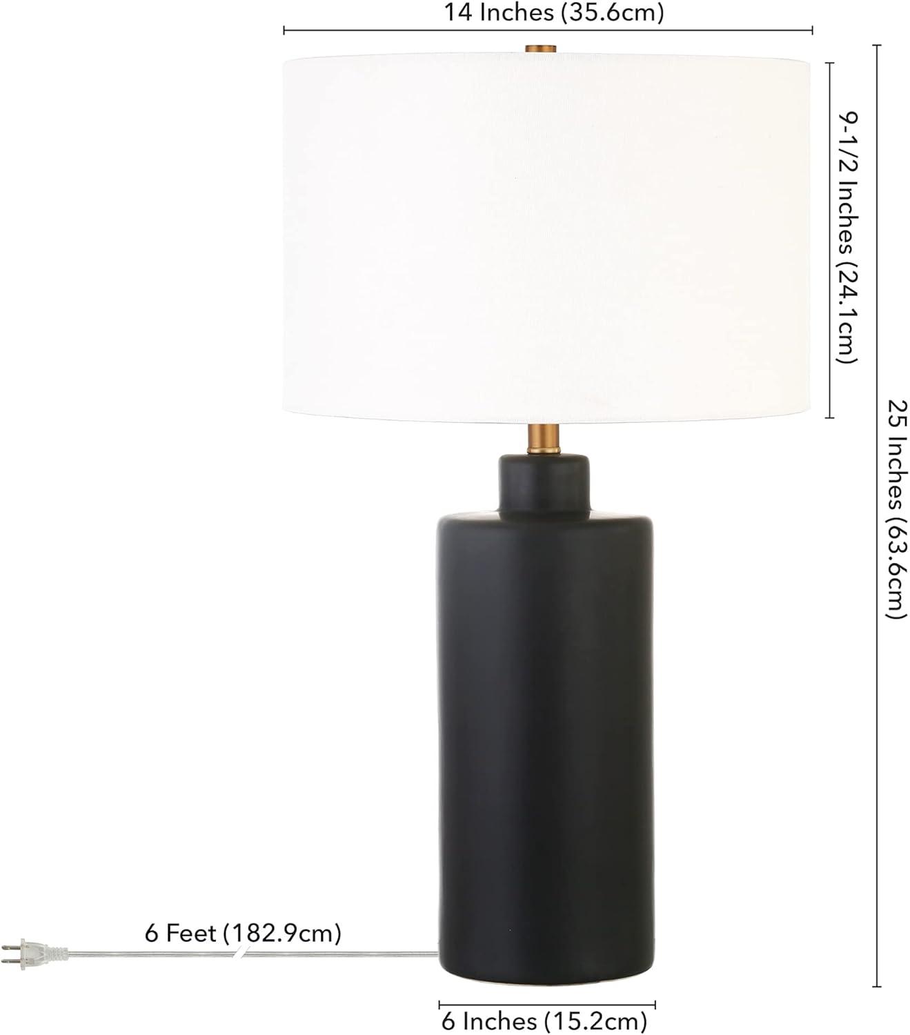 Evelyn&Zoe 25" Contemporary Ceramic Table Lamp with White Drum Linen Shade