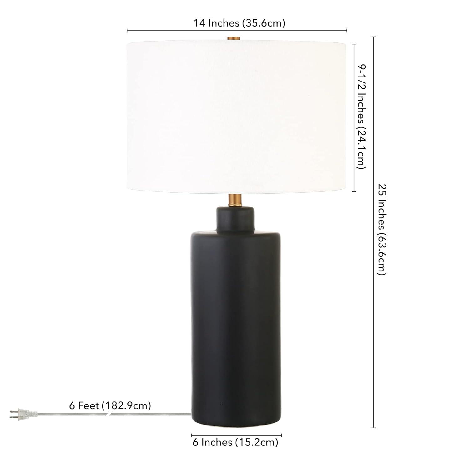 Evelyn&Zoe 25" Contemporary Ceramic Table Lamp with White Drum Linen Shade