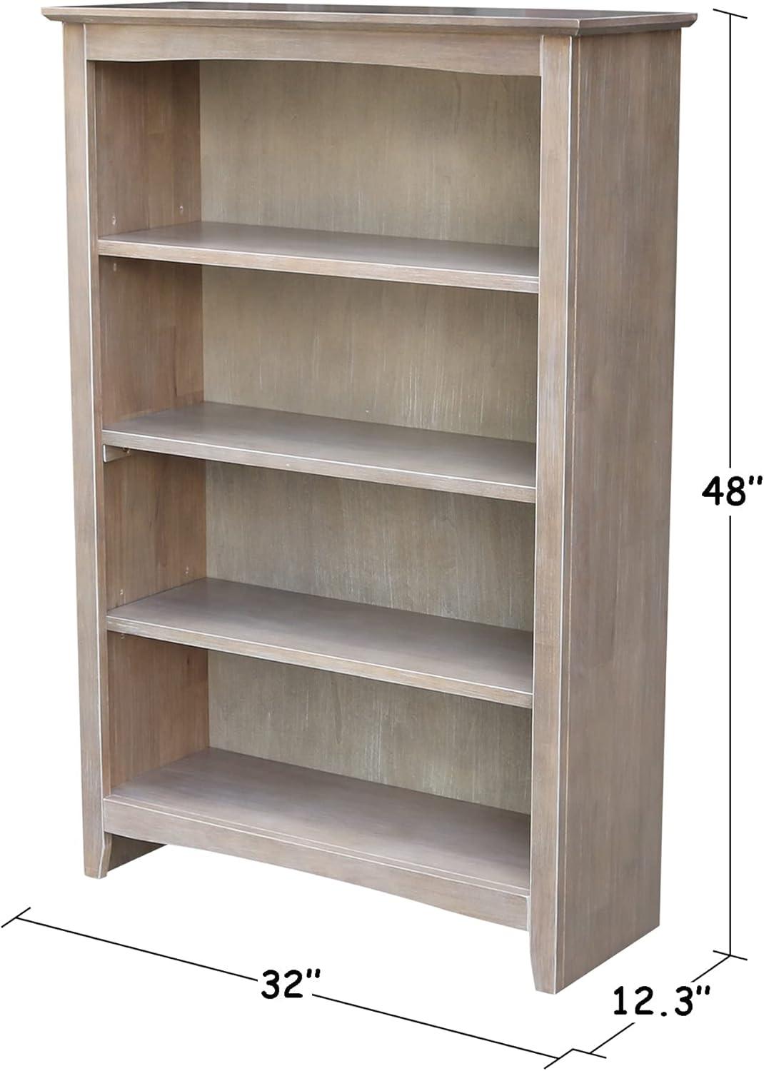 48" Shaker Bookshelf Washed Gray/Taupe - International Concepts: Solid Wood, 3-Shelf Storage