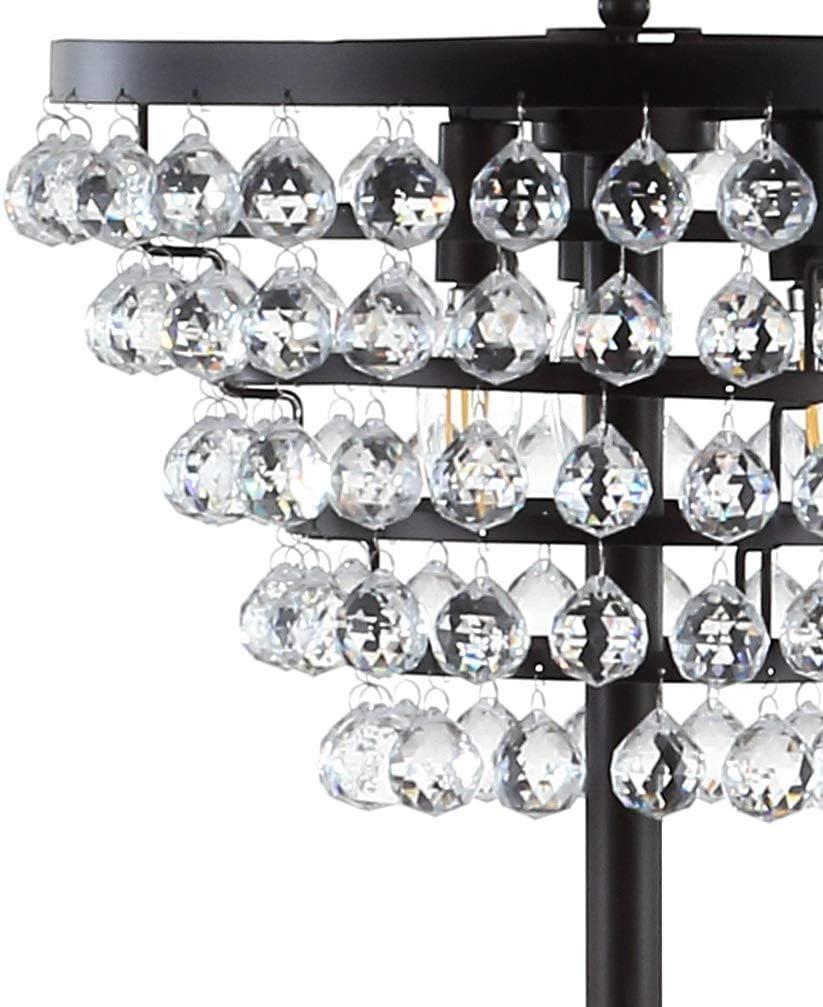 Jemma 60" Crystal/Metal LED Floor Lamp, Bronze / Clear