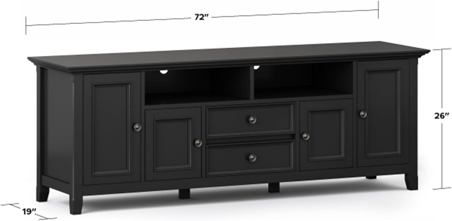 Amherst Black Solid Wood 72" TV Media Stand with Cabinets