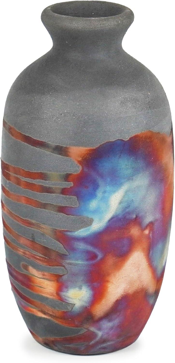 RAAQUU Koban 7" Pottery Home Decor Vase - Carbon Half Copper Matte - Boho Wall Art