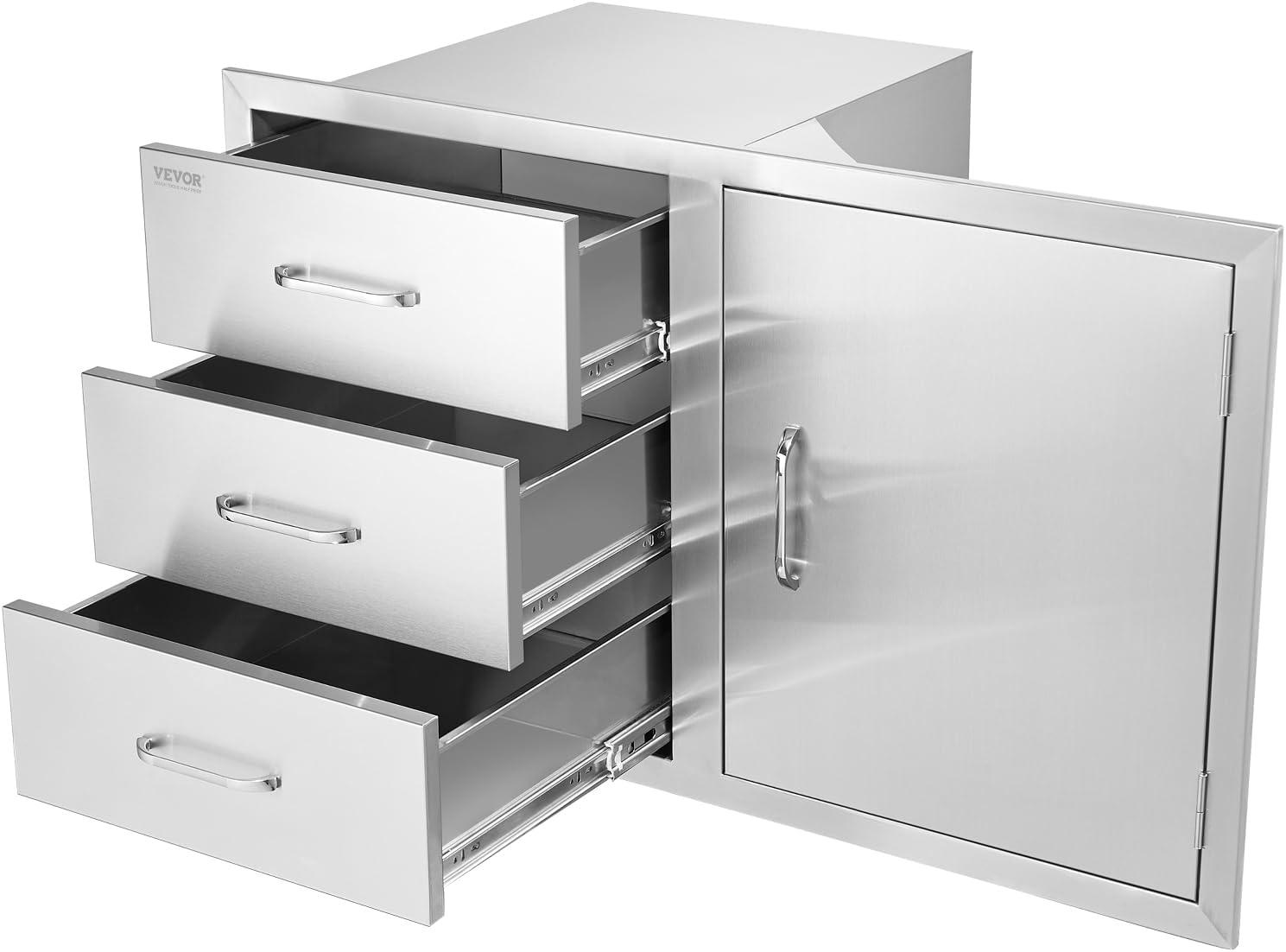 Outdoor Kitchen Drawers Stainless Steel BBQ Access Drawers with Handle 38.1 in. W x 22.6 in. H x 20.8 in. D