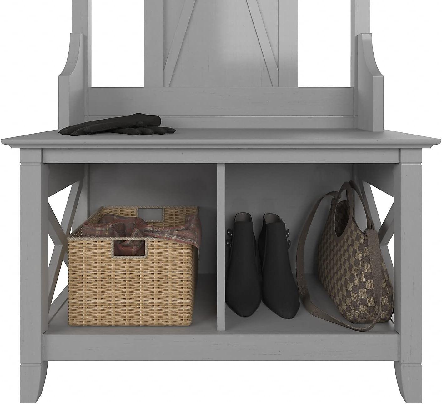 Pemberly Row Hall Tree w/ Shoe Storage Bench in Cape Cod Gray - Engineered Wood