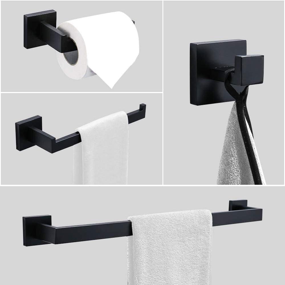 Matte Black Stainless Steel 5-Piece Bathroom Hardware Set