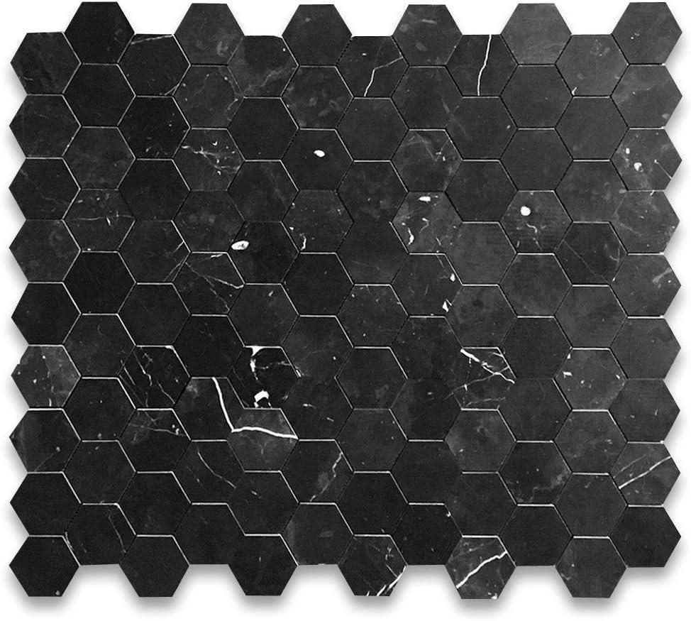 Nero Marquina Black Marble Hexagon Mosaic Tile for Kitchen and Bathroom