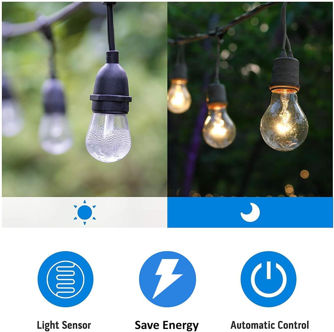 Outdoor Timer Outlet, Dusk to Dawn Light Sensor Timer, Outdoor Light Timer for Electrical Outlets Weatherproof, 2 Grounded Outlets for Christmas Lights, 15A 1/2HP, CSA Listed (1 Pack)