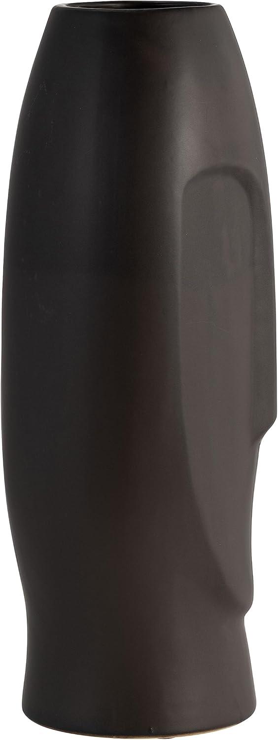 Sagebrook Home 14" Ceramic Face Vase - Ceramic Table Decor, Rustic Decorative Centerpiece For Home, Wedding, Office Decor - Black Vase Decor