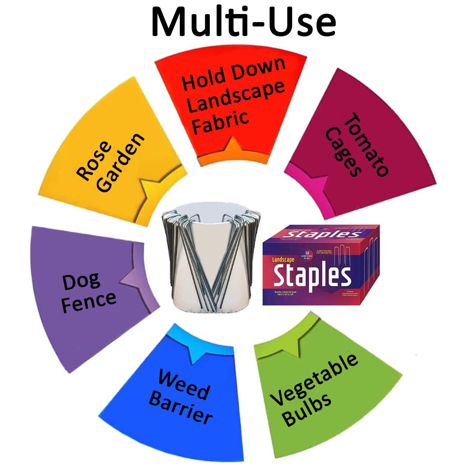 Ashman Online, Garden Landscape Staples Ground Stakes Pins, Silver Color, SOD Staples, 200 Count Heavy Duty & Anti Rust