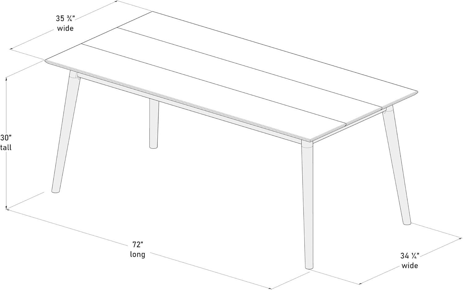 Plank+Beam 72" Mid Century Modern Dining Table, Solid Wood Kitchen & Dining Room Table for 6, Minimalist Table for Dining Room