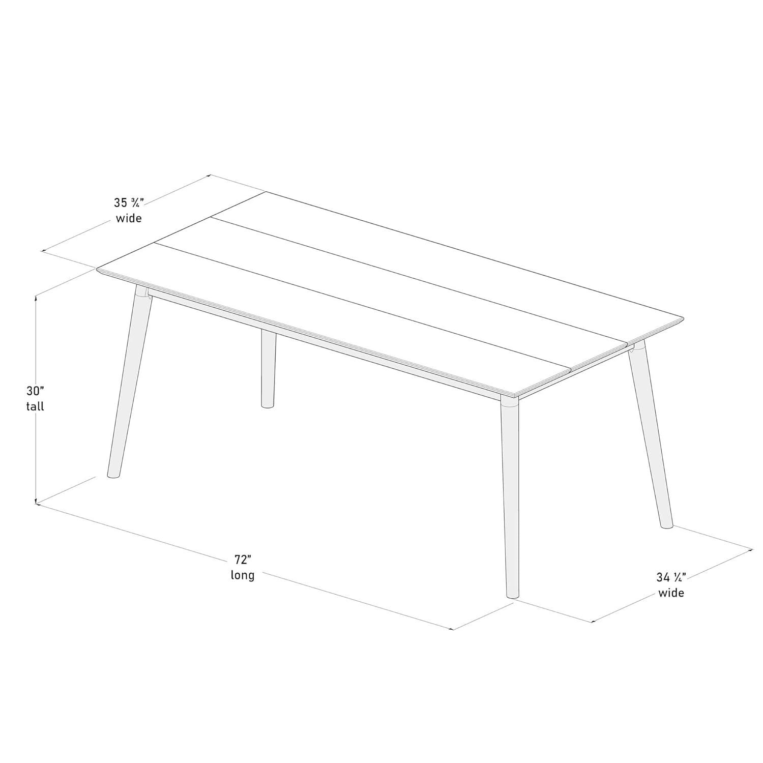 Plank+Beam 72" Mid Century Modern Dining Table, Solid Wood Kitchen & Dining Room Table for 6, Pecan