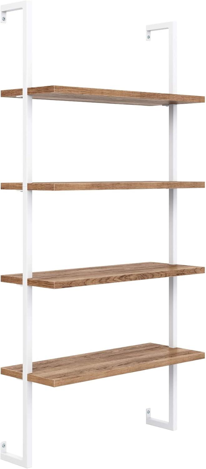 64" Wood and Metal 4 Tier Wall Mount Floating Bookshelf - Nathan James