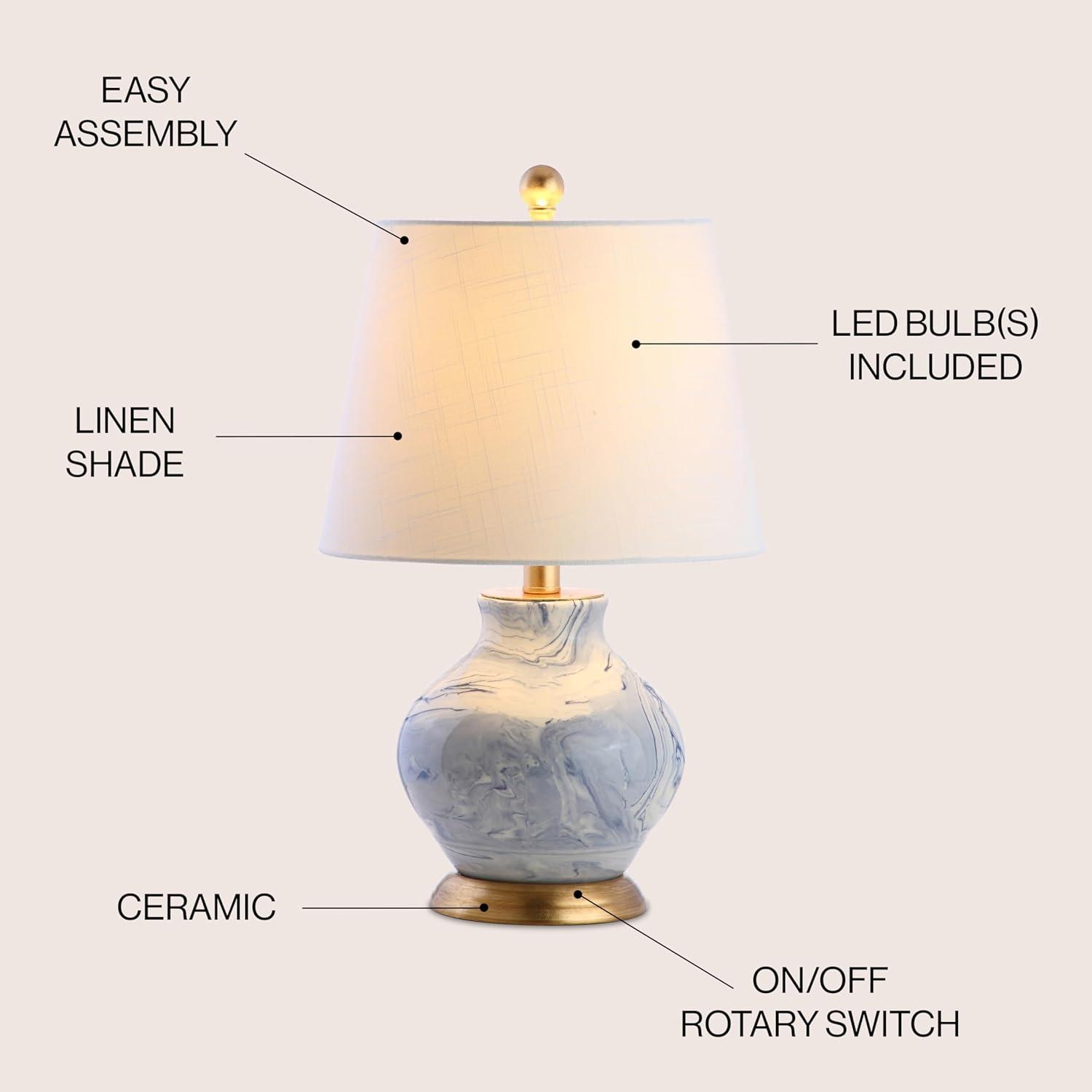 Jonathan Y Holly Marbleized Ceramic Led Table Lamp