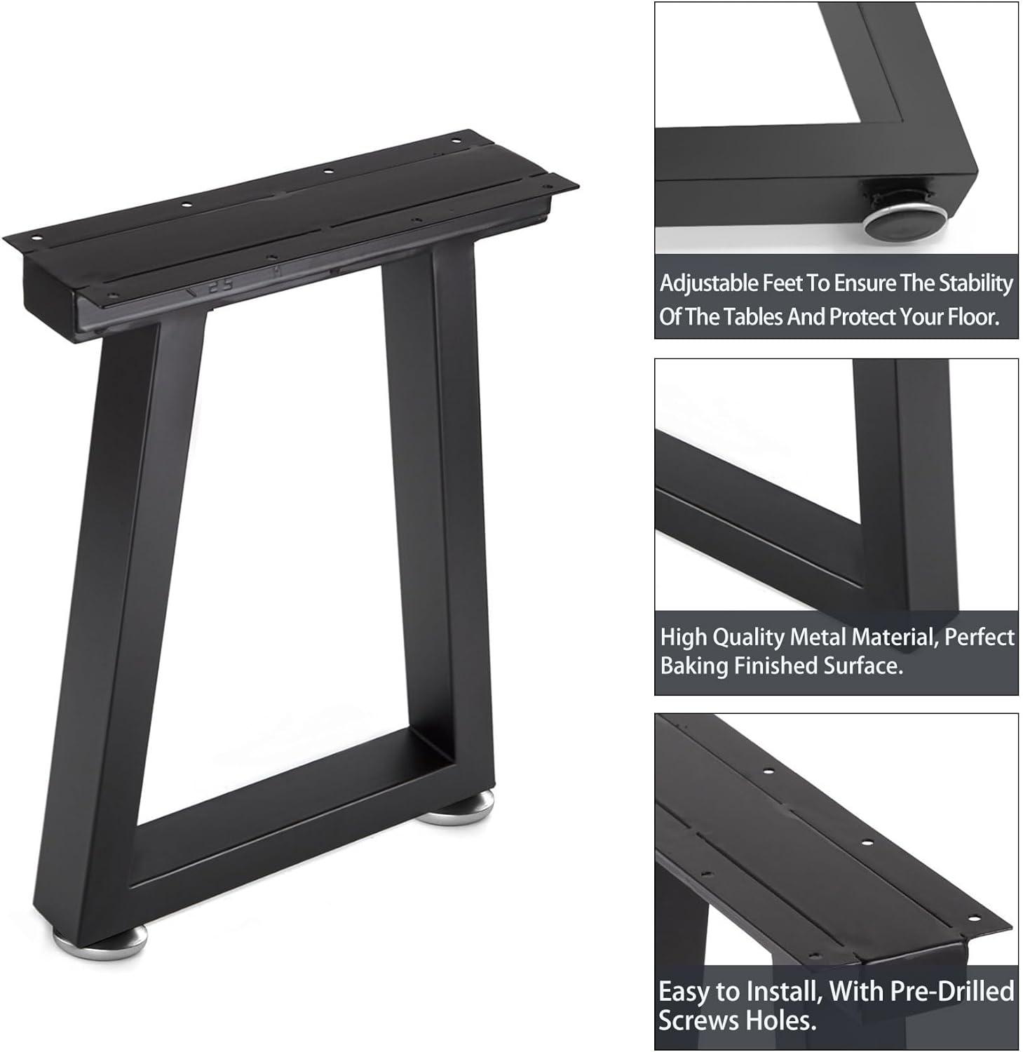 16 Inch Black Metal Trapezoid Coffee Table Legs Set