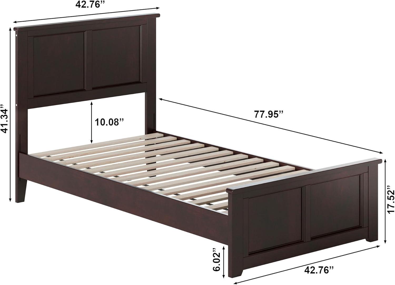 AFI Charlotte Cama con Plataforma de Perfil Bajo de Madera Maciza con Pie de Cama a Juego, Espresso