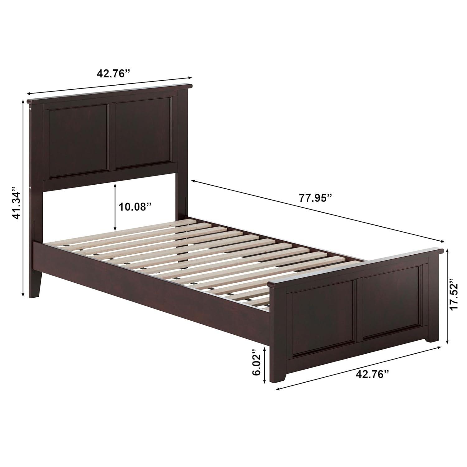 AFI Charlotte Cama con Plataforma de Perfil Bajo de Madera Maciza con Pie de Cama a Juego, Espresso