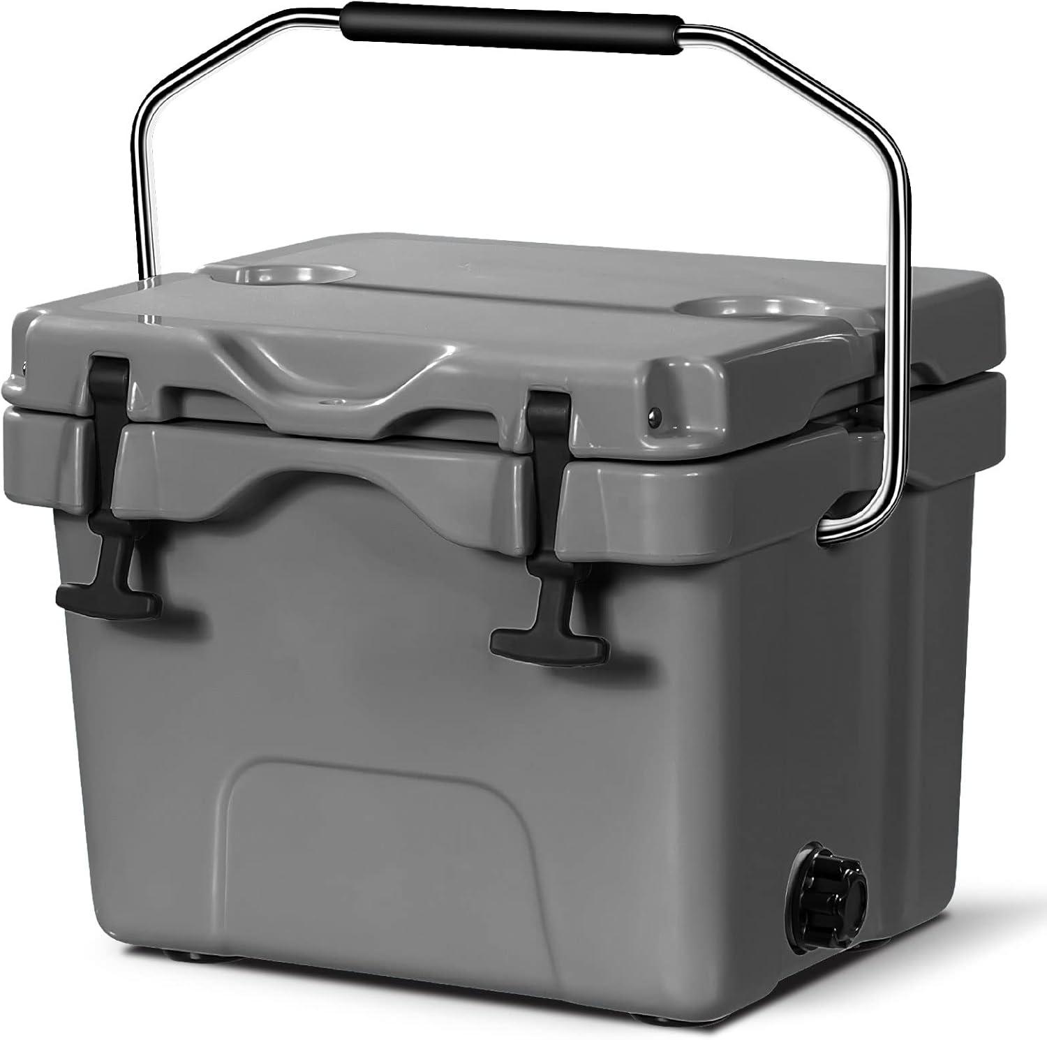 Costway 16 Quart Cooler Portable Ice Chest Leak-proof 24 Cans Ice Boxfor Camping