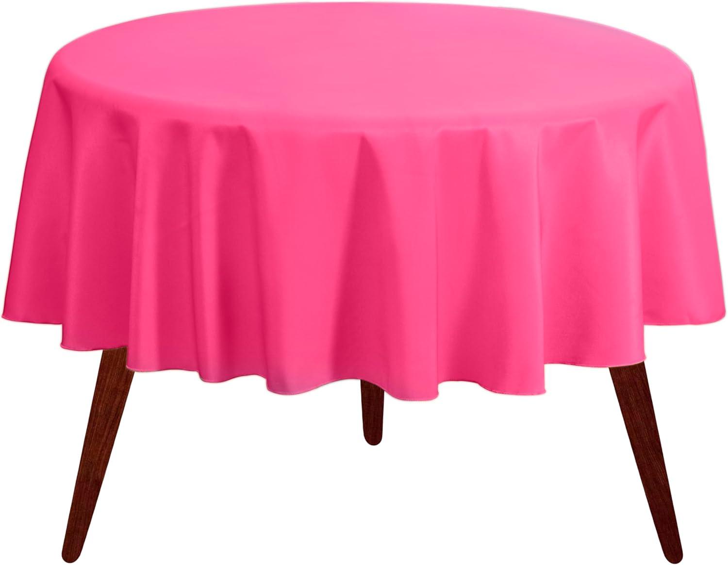 Gee Di Moda Round Tablecloth - 70 Inch - Heavy Duty Washable Polyester - for 24 to 48 Inch Round Tables - Fuchsia