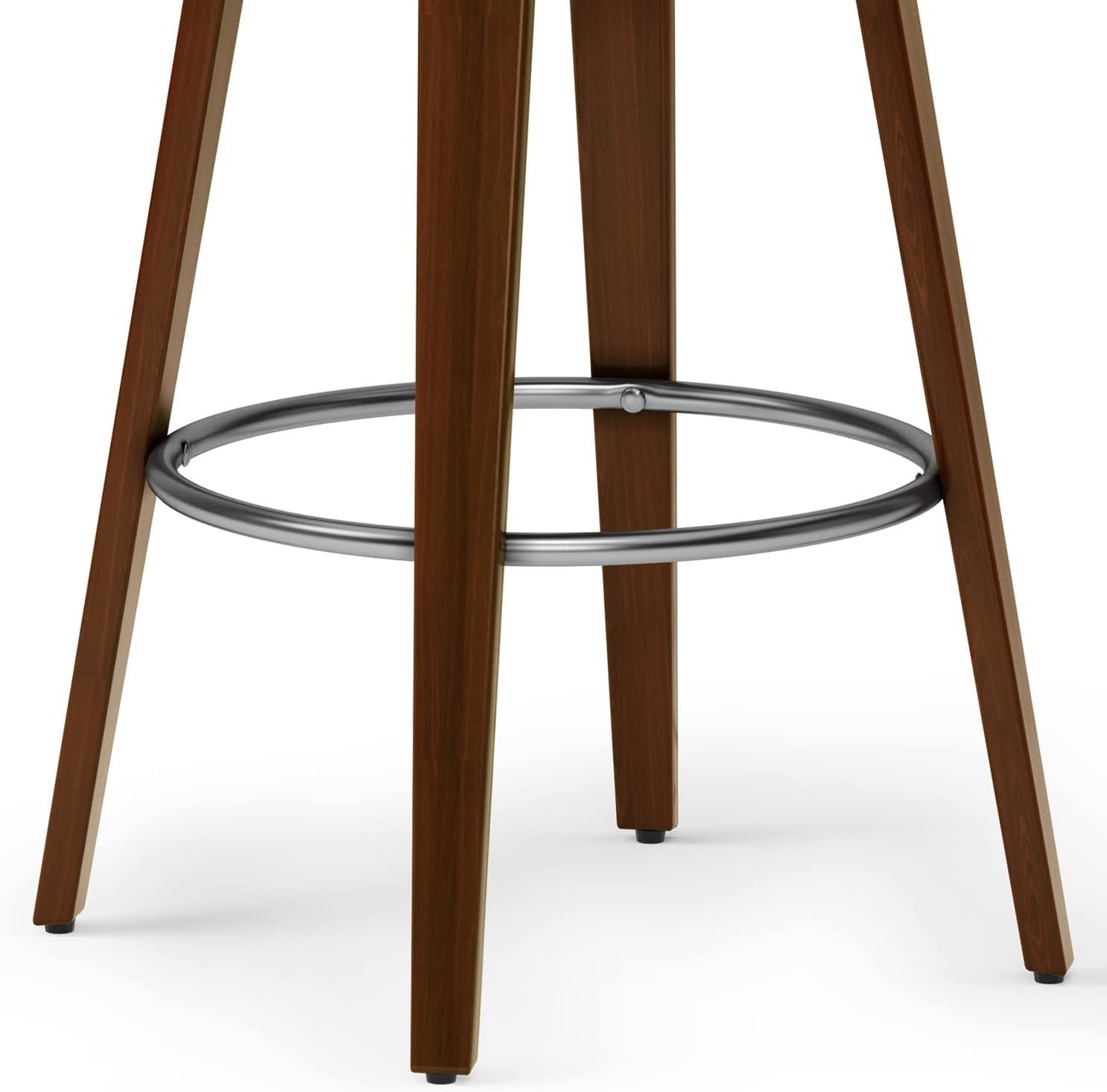 Simpli Home Roland Swivel Upholstered Mid-Century Modern Stool with Padded Seat and Back