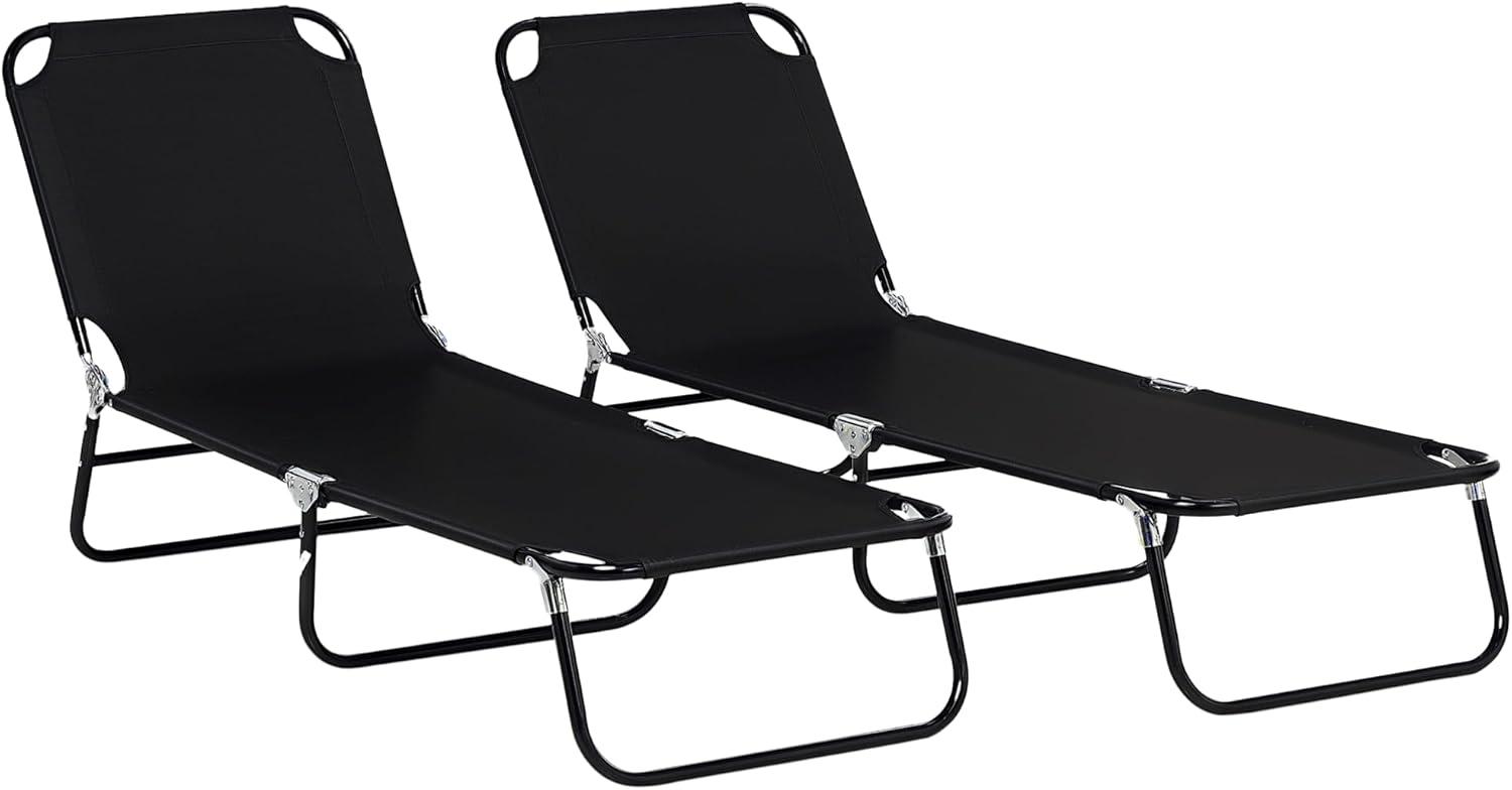 Outsunny Patio Chaise Lounge Chair, Layout Sun Tanning, Folding Sunbathing Beach Chair for Adults, Reclining Lay Down Lounger for Pool, Black