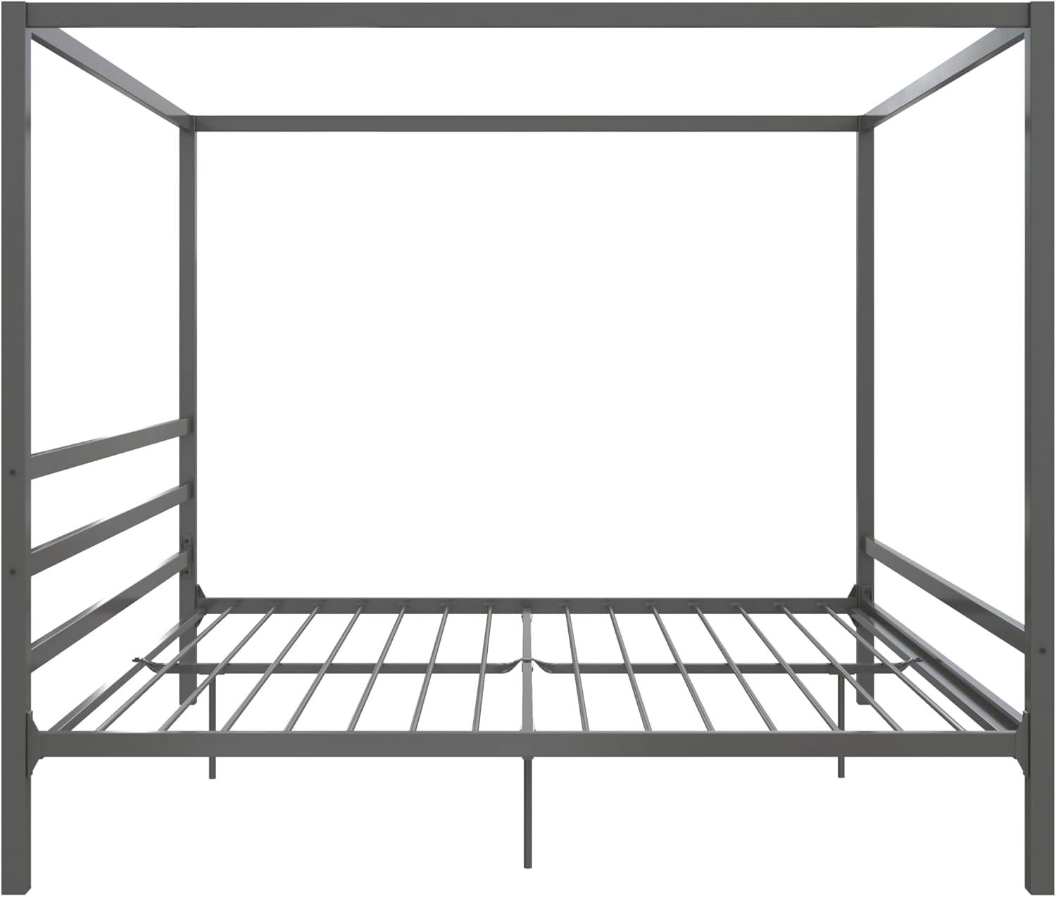 DHP Modern Metal Canopy Platform Bed Frame, King, Gunmetal Gray