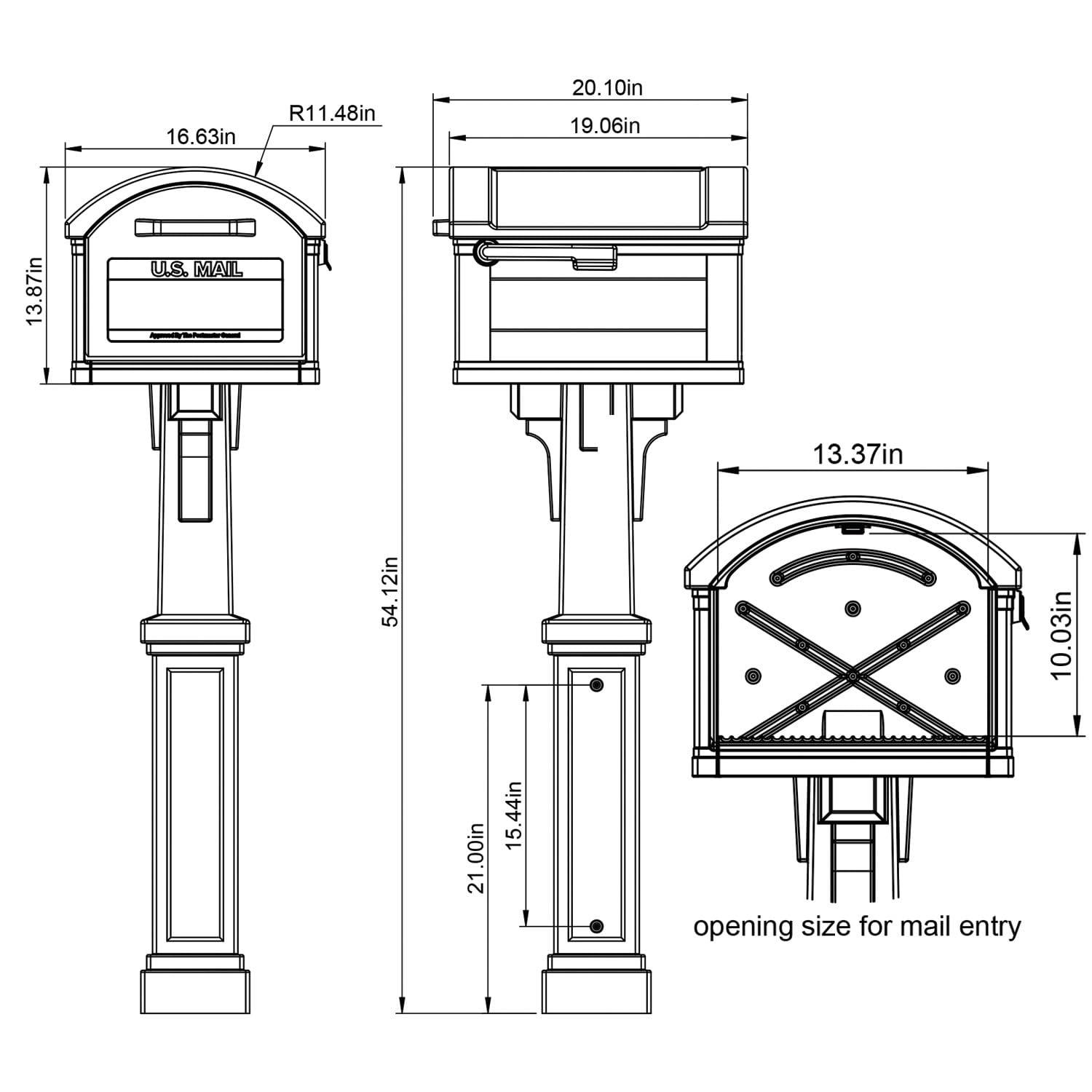 Gibraltar Mailboxes Grand Haven Classic Plastic Post Mount Mocha Mailbox