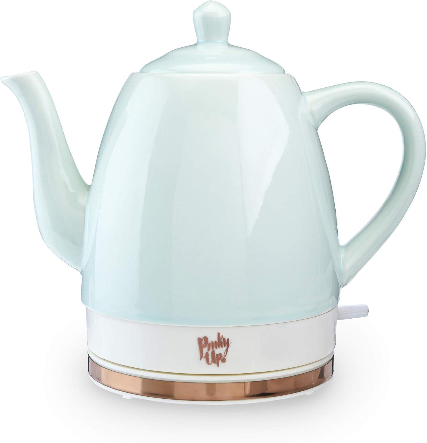 Pinky Up Noelle 1.5 L Cordless Ceramic Gooseneck Spout Electric Tea Kettle, Mint