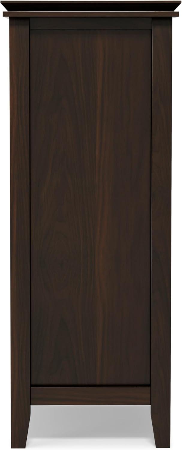 Simpli Home Artisan 38"W Solid Wood 4-Shelf Medium Storage Cabinet with Glass Doors and Adjustable Shelves