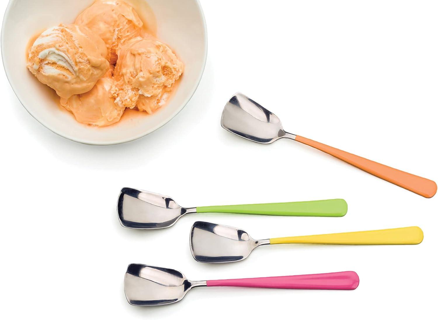 RSVP Endurance Stainless Steel Ice Cream Spoons, Set of 4, Assorted colors