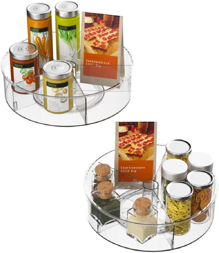 iDesign iDesign Recycled Plastic Divided Lazy Susan Turntable Organizer, Pantry, Bathroom, General Storage and More, The Linus Collection - 11.5", Clear