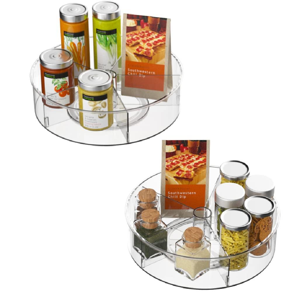 iDesign iDesign Recycled Plastic Divided Lazy Susan Turntable Organizer, Pantry, Bathroom, General Storage and More, The Linus Collection - 11.5", Clear