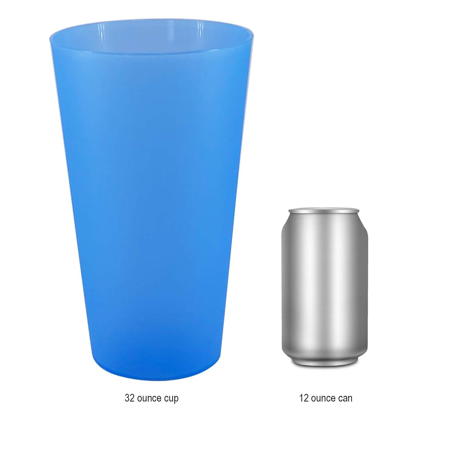 32-ounce Cups, BPA-free Plastic Tumblers Reusable Dishwasher Safe Set of 12 in 4 Assorted Colors Large Drinking Glasses