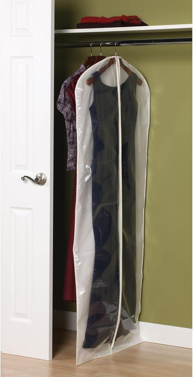 Gown Protector Bag, Durable and Breathable Canvas, Clear Front, Full-Length Zipper