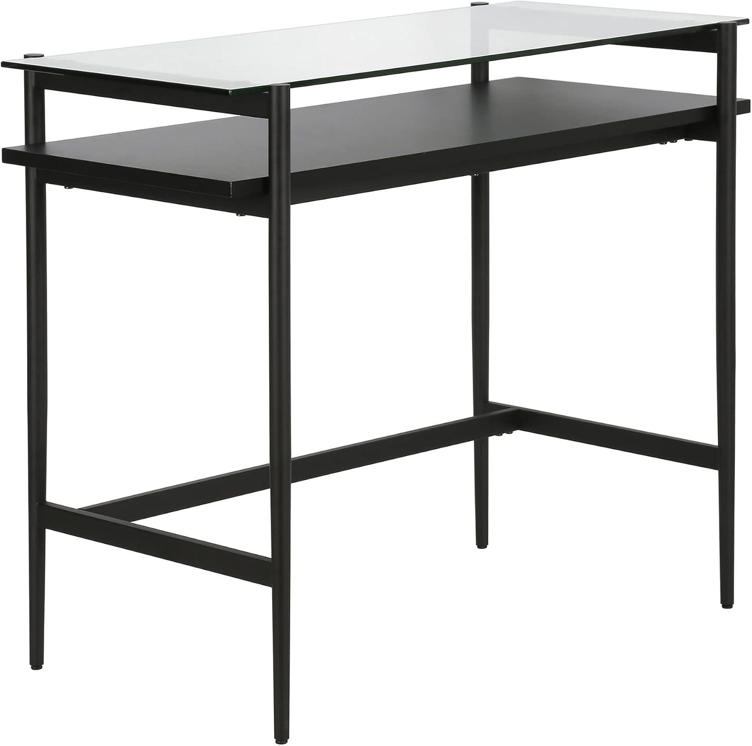 36" Black Bronze Desk with Black Woodgrain Shelf - Henn&Hart