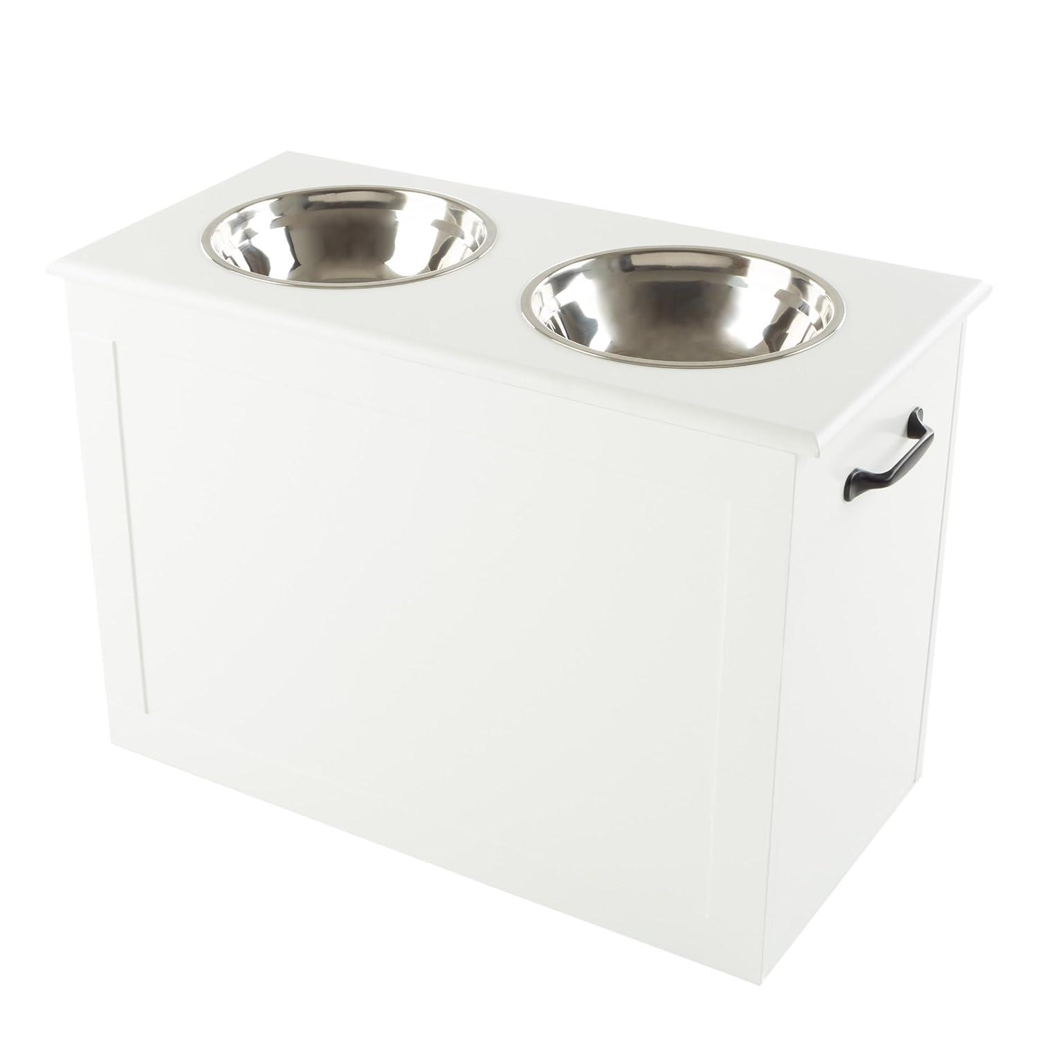 Petmaker PETMAKER Elevated Dog Bowls with Storage, White