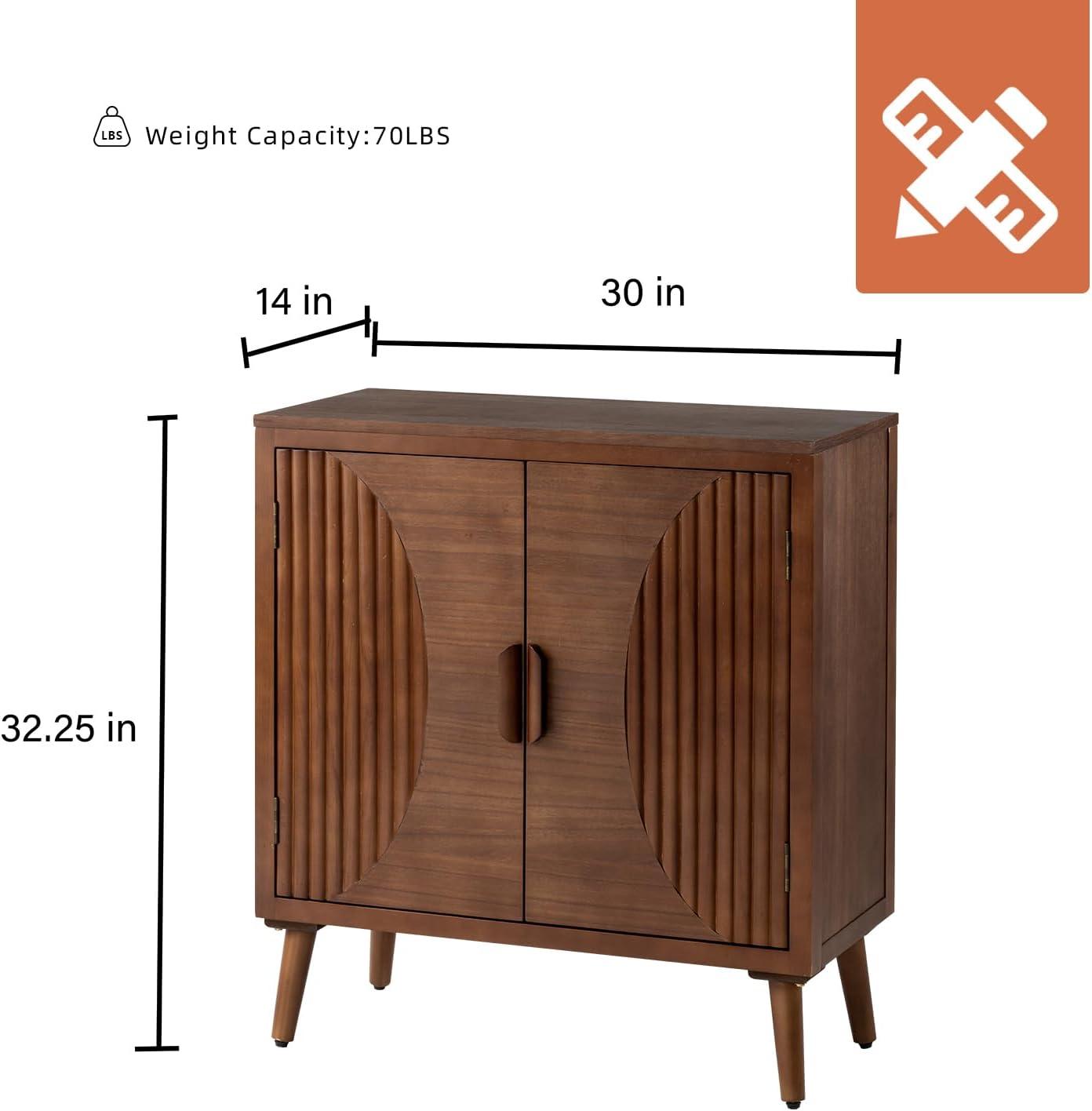 Walnut 2-Door Accent Cabinet with Adjustable Shelves