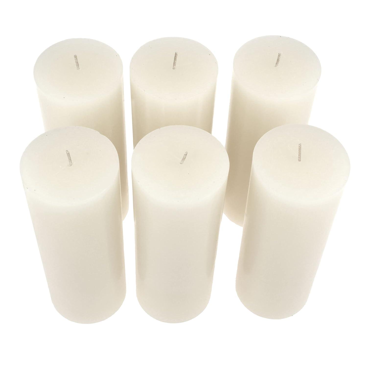 Stonebriar Collection 3"x8" Set of 6pk Unscented Flat Top Smooth Pillar Candle White