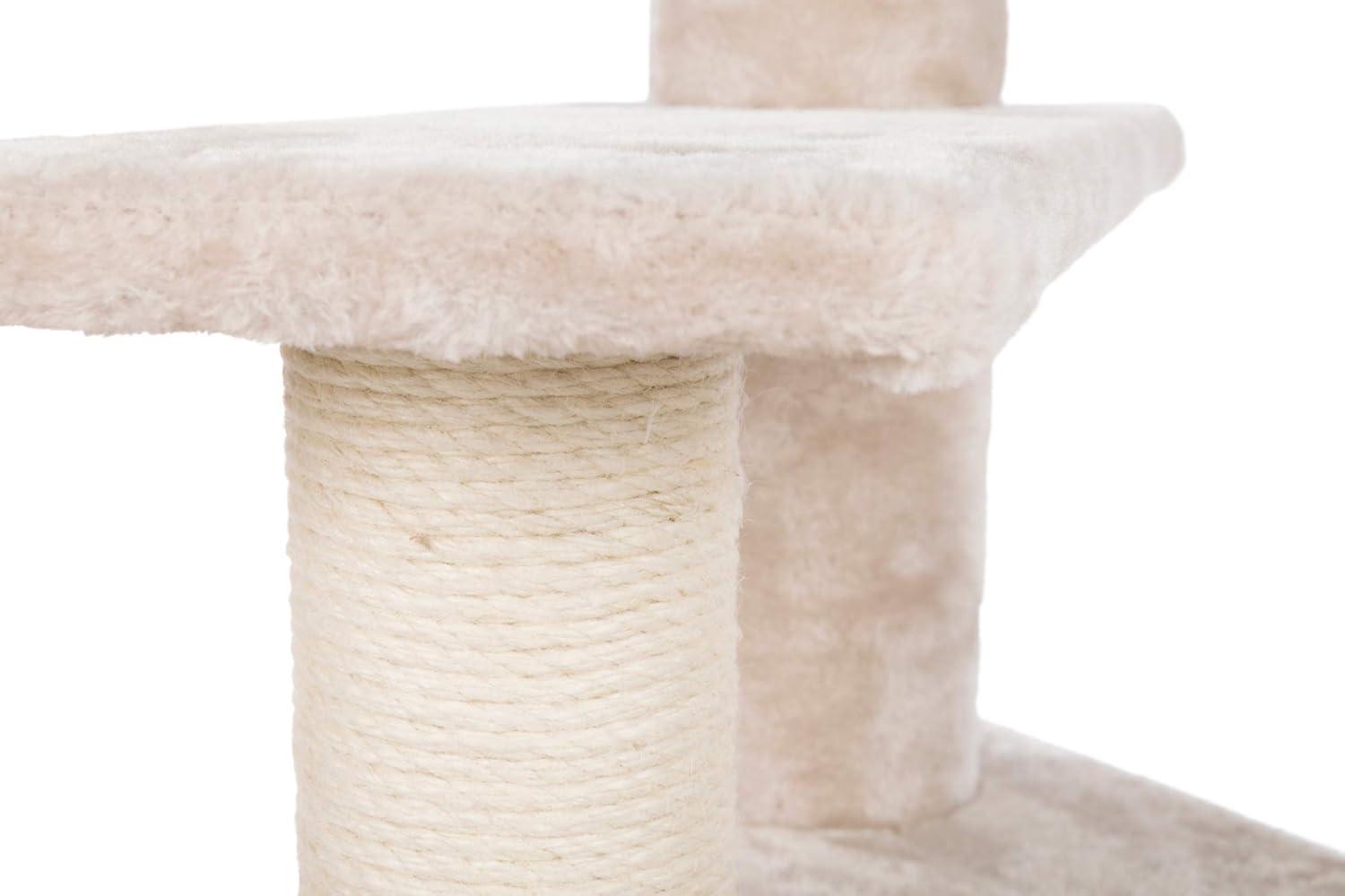 TRIXIE Tulia Senior Plush & Sisal 4-Level 40.2" Cat Tree, Scratching Posts & Bed, Greige