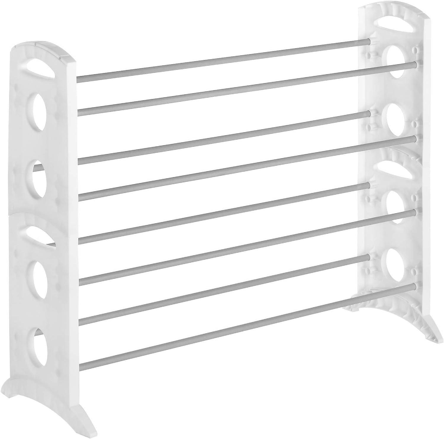 Whitmor 4-Tier Silver and White Metal and Plastic Shoe Rack