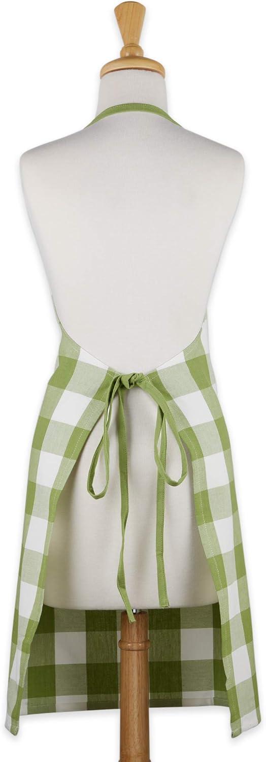 DII Antique Green Buffalo Check Cotton Chef Apron 32x38 inches