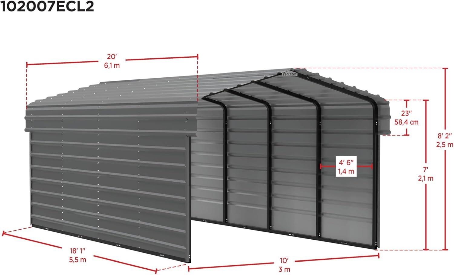 10' x 20' Eggshell Steel Carport Kit with Enclosure